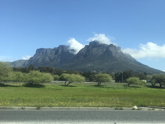 The team were greeted with beautiful blue skies over Table Mountain on arrival!