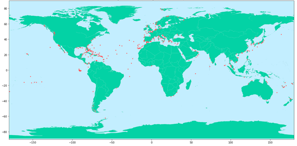 Figure 3. Cruise Ship Locations (Global): 15 April 2019