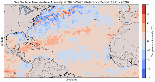 Sea Surface Temperature Anomalies – 2020