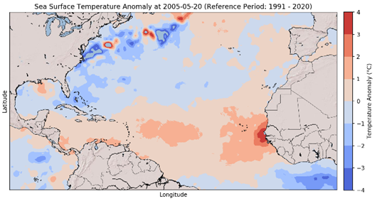Sea Surface Temperature Anomalies – 2005